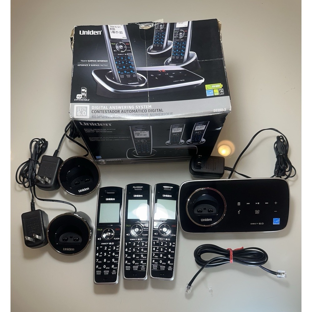 Uniden DECT 6.0 D2280-3 Phone With Digital Answering System-In box